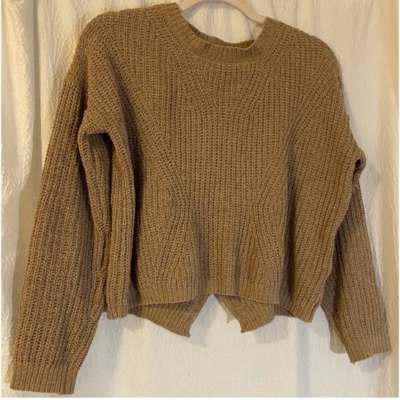 Hippie Rose Tan open back Sweater - Picture 2 of 3